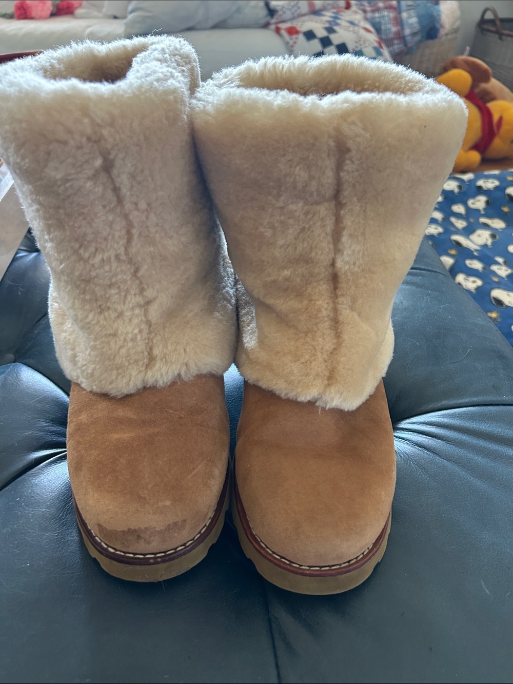 UGG Maylin Chestnut Suede Shearling Cuff Winter Boots size 8